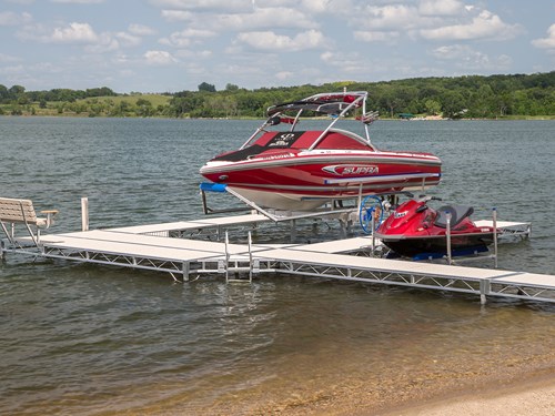 ShoreMaster Infinity TS9 Dock with FlowThrough Decking and Hydraulic Lift and PWC Lift